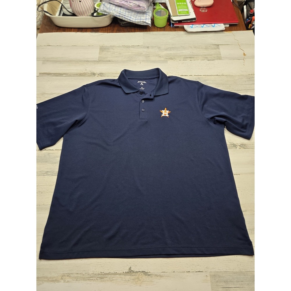 Antigua Houston Astros MLB Polo Shirt Mens XL Navy Blue Short Sleeve Embroidered